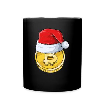 Bitcoin avec chapeau de Noël - Mug uni - noir - Devant