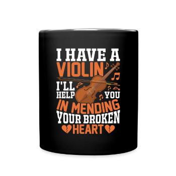 Ich habe eine Geige, ich helfe dir beim - Tasse einfarbig - Schwarz - Vorne