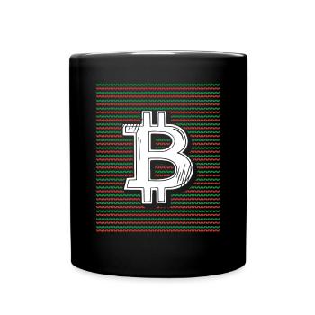 Bitcoin vert et rouge - Mug uni - noir - Devant