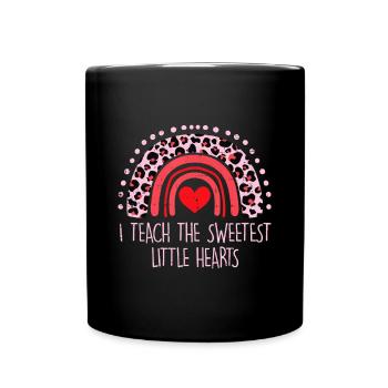 I Teach The Sweetest Hearts Rainbow Teacher Valent - Full Colour Mug - black - Front