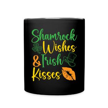 Shamrock Wishes And Irish Kisses St. Patricks Day - Mug uni - noir - Devant
