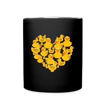 Canard en caoutchouc coeur Saint Valentin en famille, enfants, b - Mug uni - noir - Devant