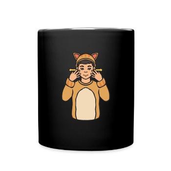 Katze Tier ASL Hand Geste Gehörlos Gebärdensprache - Tasse einfarbig - Schwarz - Vorne