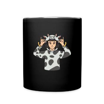 Kuh Tier ASL Hand Geste Taub Taubstumm - Tasse einfarbig - Schwarz - Vorne