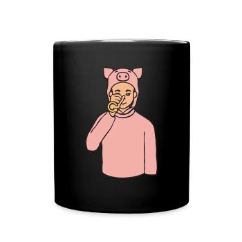 Schwein Tier ASL Hand Geste Gebärdensprache - Tasse einfarbig - Schwarz - Vorne