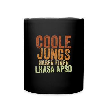 Lhasa Apso - Tasse einfarbig - Schwarz - Vorne