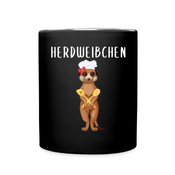 Herdweibchen - Erdmännchen als Herdmännchen - Tasse einfarbig - Schwarz - Vorne
