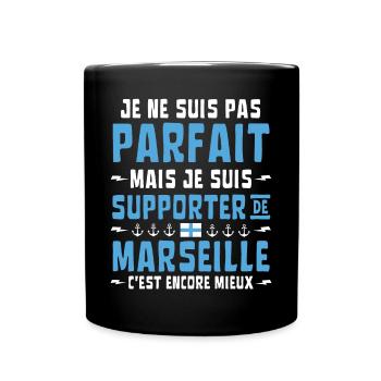 Marseille Football Je ne suis pas parfait mais - Mug uni - noir - Devant