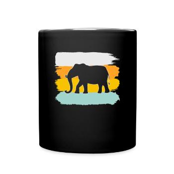 Elefant Retro - Tasse einfarbig - Schwarz - Vorne