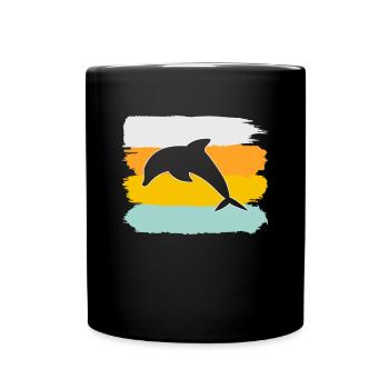 Delfin Retro - Tasse einfarbig - Schwarz - Vorne