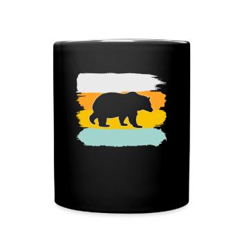 Bär Retro - Tasse einfarbig - Schwarz - Vorne