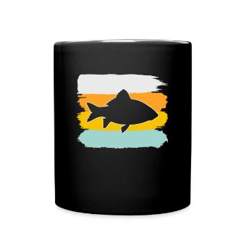 Fisch Retro - Tasse einfarbig - Schwarz - Vorne