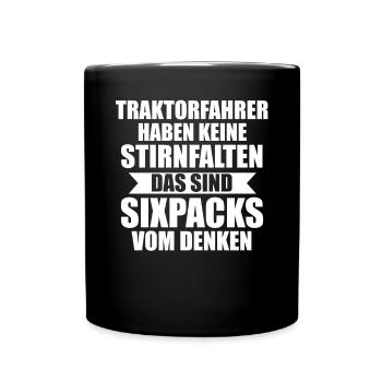Trecker Landwirt Bauer Landwirtschaft Traktor - Tasse einfarbig - Schwarz - Vorne