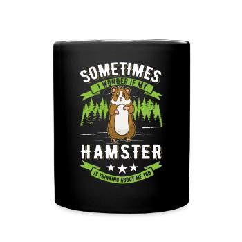 Hamster Hamsterrad Goldhamster Hamster - Tasse einfarbig - Schwarz - Vorne