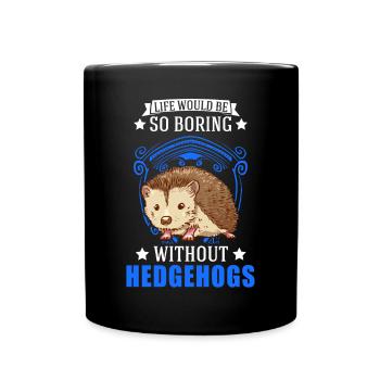 Igel Geschenk Stacheligel - Tasse einfarbig - Schwarz - Vorne