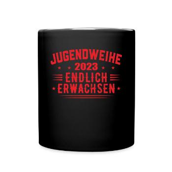 Jugendweihe 2023 Mädchen Junge - Tasse einfarbig - Schwarz - Vorne