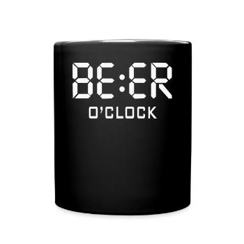 Bier O'Clock Freunde Alkoholgeschenke Watch Zitat - Tasse einfarbig - Schwarz - Vorne