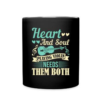 Cœur et âme, elle a besoin de jouer du violon - Mug uni - noir - Devant