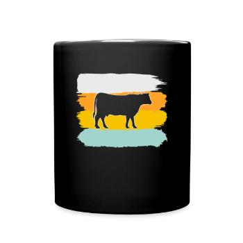 Kuh Retro - Tasse einfarbig - Schwarz - Vorne