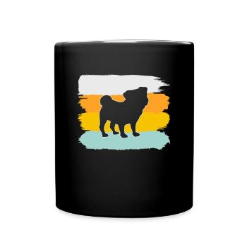 Mops Retro - Tasse einfarbig - Schwarz - Vorne