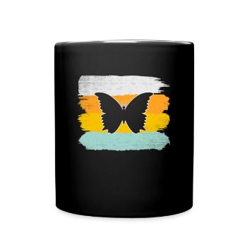 Schmetterling Retro - Tasse einfarbig - Schwarz - Vorne
