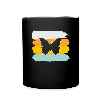 Schmetterling Retro - Tasse einfarbig - Schwarz - Vorne