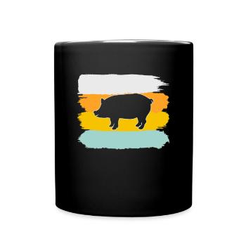 Pork Retro - Full Colour Mug - black - Front