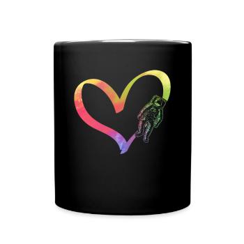 Space Travel Heart Astronaut Aerospace Space Astro - Full Colour Mug - black - Front