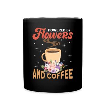 Powered by Flowers and Coffee For Florist - Full Colour Mug - black - Front