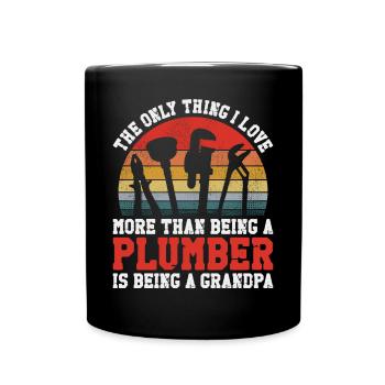 Plumbing Plumber Grandpa Vintage - Full Colour Mug - black - Front