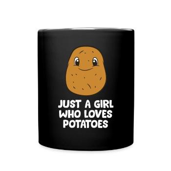 Nur ein Mädchen, das Kartoffeln liebtNational Tater Dayna - Tasse einfarbig - Schwarz - Vorne