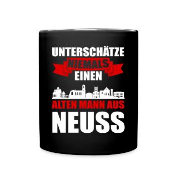Unterschätze Niemals Einen Alten Mann Aus Neuss - Tasse einfarbig - Schwarz - Vorne