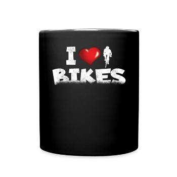 Bicycle Accessories Cyclist Motif - Full Colour Mug - black - Front