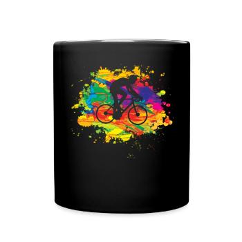 Bicycle Accessories Cyclist Motif - Full Colour Mug - black - Front