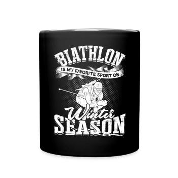 Biathlon Sport Sports d’hiver Ski Cadeau Citation Lan - Mug uni - noir - Devant