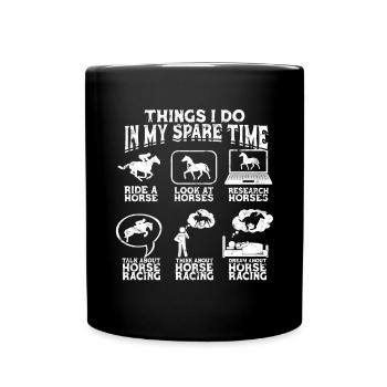 pferderennen pferd reiten pferde reiter geschenk g - Tasse einfarbig - Schwarz - Vorne