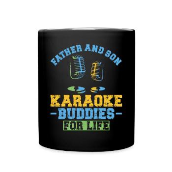 Karaoke Singer Dad Father And Son - Tasse einfarbig - Schwarz - Vorne