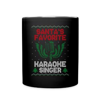 Karaoké Chanteur Noël moche - Mug uni - noir - Devant