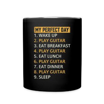 My Perfect Day Guitar Player Day Plan - Guitarist - Tasse einfarbig - Schwarz - Vorne