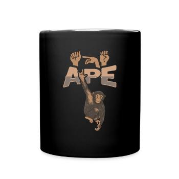 ILY Monkey ASL Sign Language - Full Colour Mug - black - Front