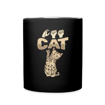 ILY CAT ASL Sign Language - Full Colour Mug - black - Front