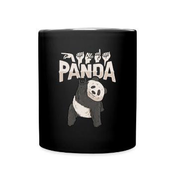 ILY Panda ASL Sign Language - Full Colour Mug - black - Front