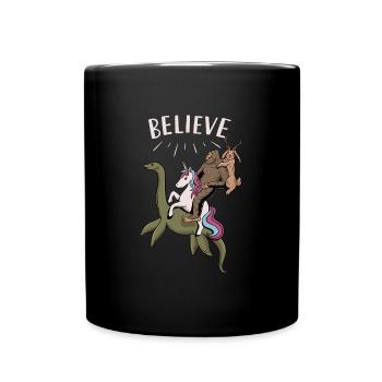 Cryptozoology Cryptid Bigfoot Unicorn Loch Ness - Full Colour Mug - black - Front