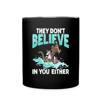 Cryptozoology Cryptid Bigfoot Unicorn Loch Ness - Full Colour Mug - black - Front
