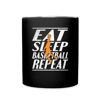 Essen Schlafen Basketball - Tasse einfarbig - Schwarz - Vorne