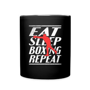 Essen Schlafen Boxen - Tasse einfarbig - Schwarz - Vorne