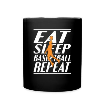 Essen Schlafen Basketball - Tasse einfarbig - Schwarz - Vorne
