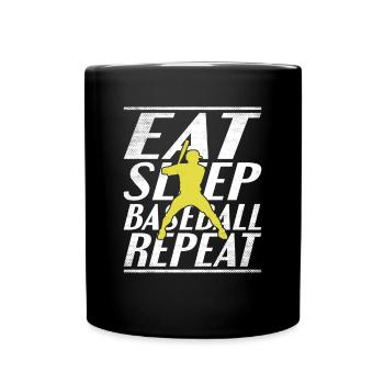 Manger du baseball endormi - Mug uni - noir - Devant