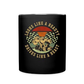 Drag Racing Race Car Girl Retro - Tasse einfarbig - Schwarz - Vorne