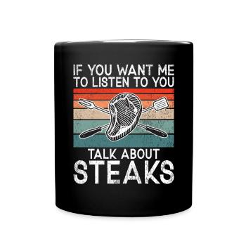 Steak Lover Steak Geschenk - Tasse einfarbig - Schwarz - Vorne
